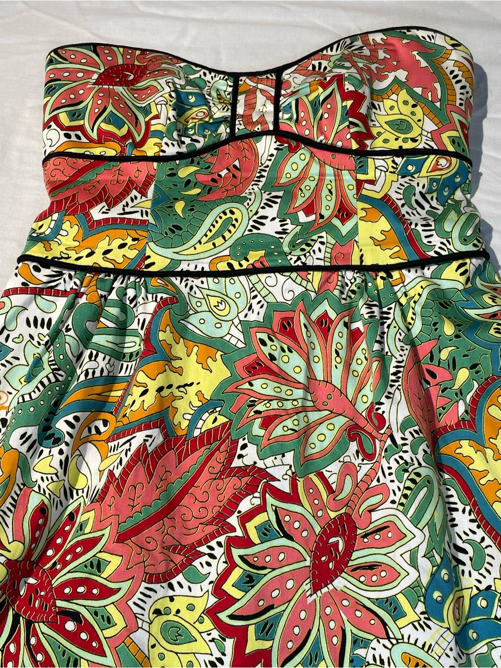 Nanette Lepore Women's Size 8 Vibrant Multicolor Paisley Floral Strapless Dress